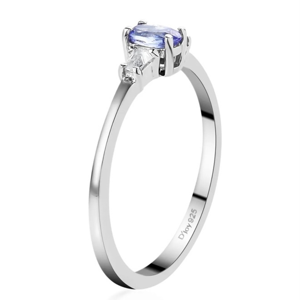 NWT Tanzanite & White Zircon Suite!Earrings,Pendant,Ring in .925 Sterling Silver - Picture 7 of 10